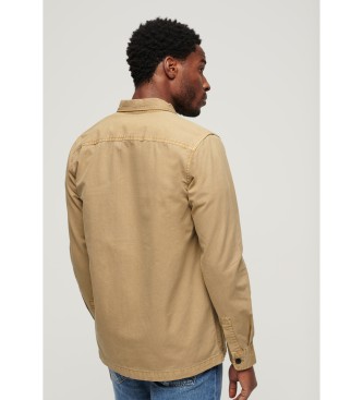Superdry Brown military long sleeve shirt