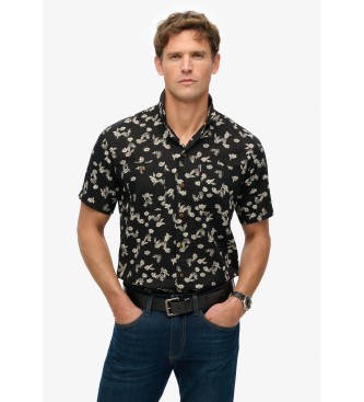 Superdry Kurzarm-Strandhemd schwarz