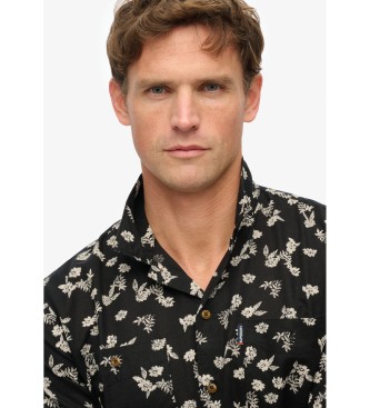 Superdry Kurzarm-Strandhemd schwarz