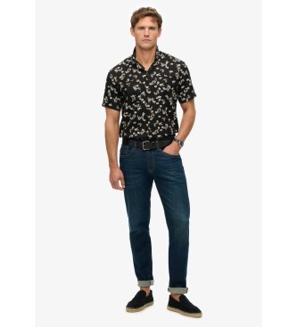 Superdry Kurzarm-Strandhemd schwarz