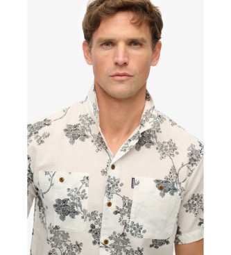 Superdry Chemise de plage blanche  manches courtes