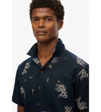 Superdry Kurzrmeliges marineblaues Strandhemd