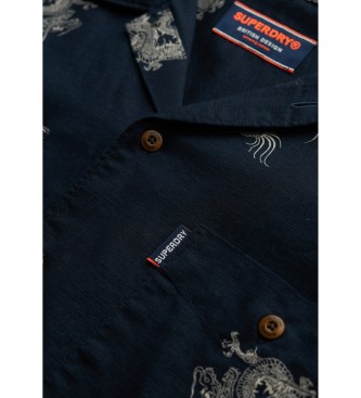 Superdry Kurzrmeliges marineblaues Strandhemd