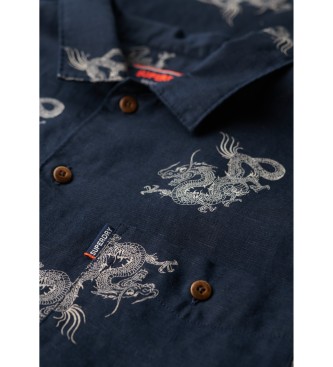 Superdry Kurzrmeliges marineblaues Strandhemd