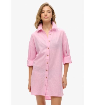 Superdry Camicia da spiaggia lunga rosa Ibiza