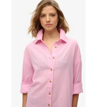 Superdry Camicia da spiaggia lunga rosa Ibiza