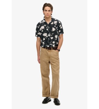 Superdry Bedrucktes Kurzarmhemd schwarz