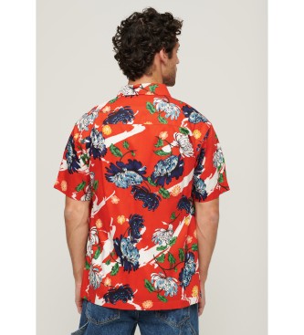 Superdry Camisa havaiana de manga curta vermelha