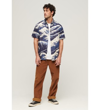 Superdry Granatowa koszula hawajska z krótkim rękawem