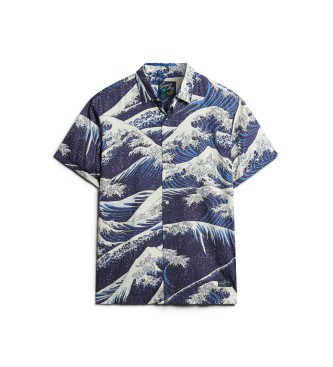 Superdry Camisa havaiana de manga curta azul-marinho