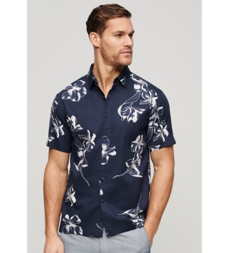 Superdry Hawaiiskjorta med kort rm i marinbl frg