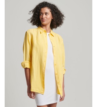 Superdry Camisa informal de lino con corte boyfriend amarillo