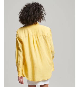 Superdry Camisa de linho casual amarela com corte boyfriend