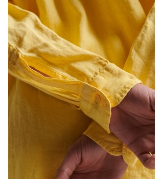 Superdry Żółta casualowa koszula lniana o kroju boyfriend