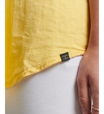 Superdry Camisa de linho casual amarela com corte boyfriend