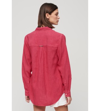 Superdry Camicia casual in lino rosa dal taglio fidanzato