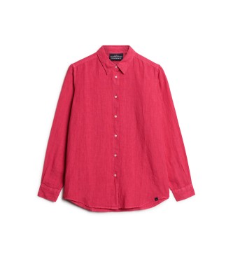 Superdry Casual linen shirt with pink boyfriend fit