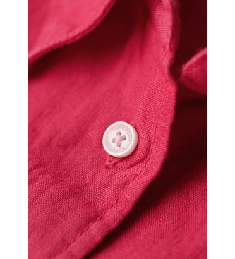 Superdry Casualowa koszula lniana o kroju boyfriend w kolorze różowym