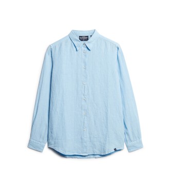 Superdry Casual linen shirt with blue boyfriend cut