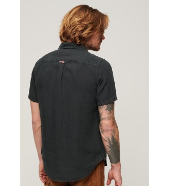 Superdry Studios linnen casual shirt zwart