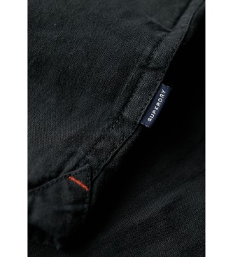 Superdry Studios camisa casual de linho preta