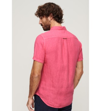 Superdry Camisa casual de linho Studios cor-de-rosa