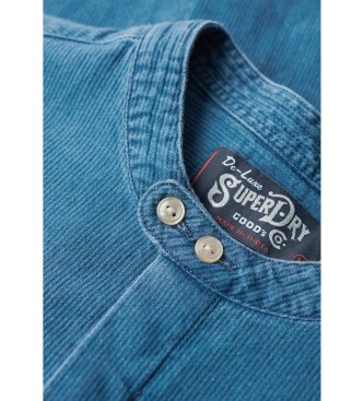 Superdry Indigo skjorte med bagerkrave Merchant blue