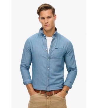 Superdry Camicia Oxford a maniche lunghe in cotone blu