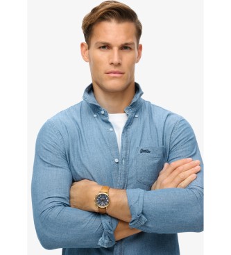 Superdry Long Sleeve Cotton Oxford Shirt blue