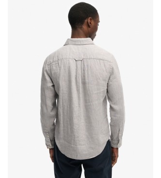 Superdry Grijs Riviera Linen-overhemd