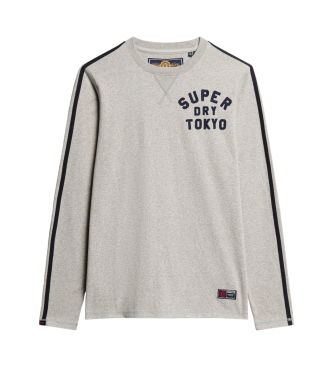 Superdry T-shirt a maniche lunghe a righe atletiche vintage grigia