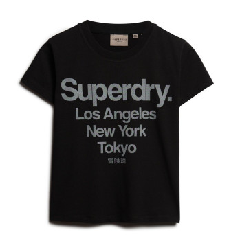 Superdry Prilegajoča se majica City črna