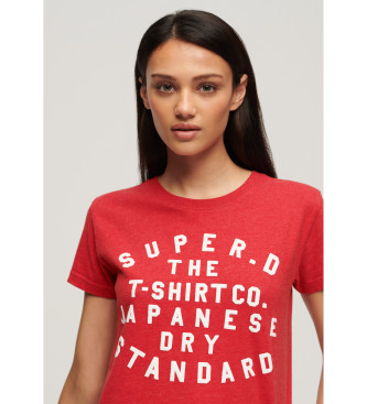 Superdry Prilegajoča se majica z rdečim puhastim potiskom