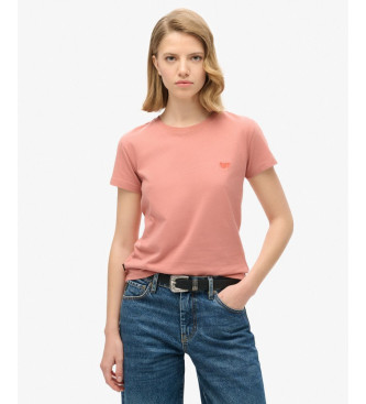 Superdry Camiseta ajustada con logotipo Essential rosa