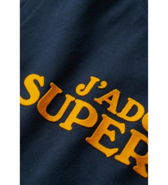 Superdry T-shirt Sport Luxe z grafiką w kolorze granatowym