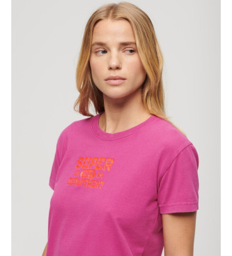 Superdry T-Shirt Super Athletics cor-de-rosa