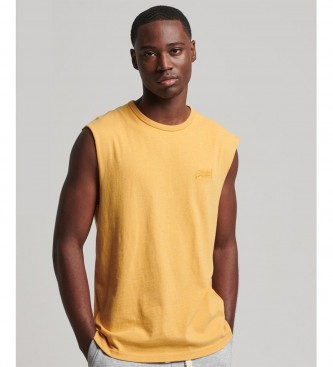 Superdry Klassiek mouwloos T-shirt van biologisch katoen geel