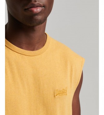 Superdry Klassiek mouwloos T-shirt van biologisch katoen geel