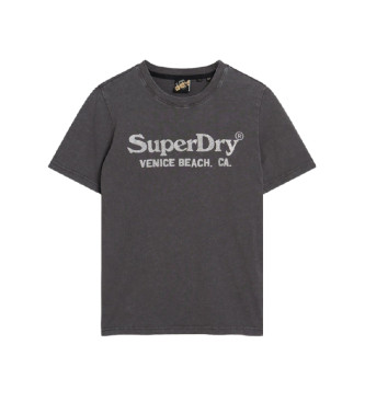 Superdry T-shirt avec finition mtallique grise