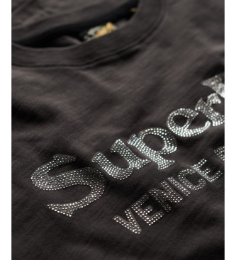 Superdry T-shirt con finitura grigia metallizzata