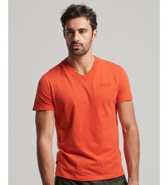 Superdry T-shirt com decote em V em algodo orgnico Essential laranja
