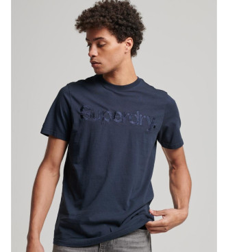 Superdry T-shirt med broderad logotyp i en djupare marinbl nyans