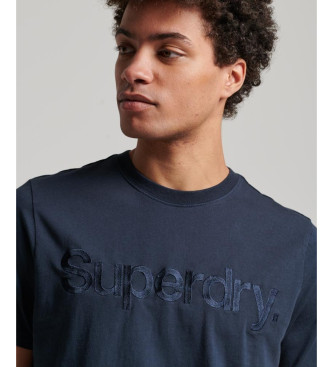 Superdry Majica z izvezenim logotipom v globljem mornarskem odtenku