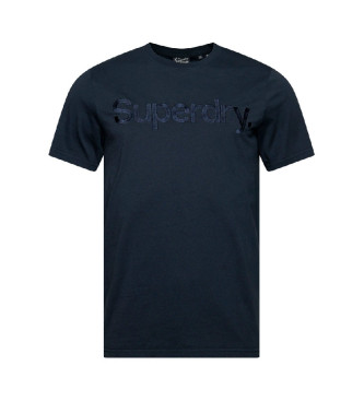 Superdry T-shirt met geborduurd logo in een diepere marineblauwtint