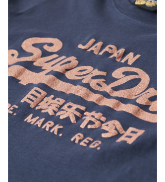 Superdry T-shirt z granatowym metalicznym logo