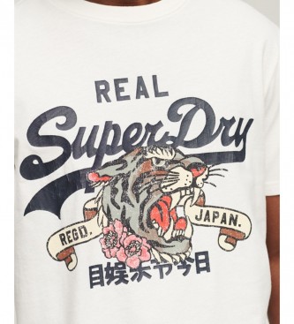 Superdry T-shirt con logo narrativo vintage bianca