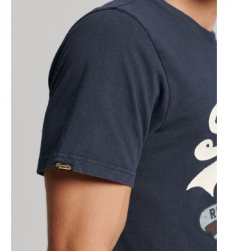 Superdry T-shirt con logo narrativo vintage blu navy