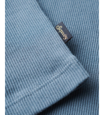 Superdry T-shirt met kanten rand Essential blauw