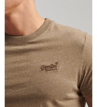 Superdry T-shirt van biologisch katoen met bruin Essential-logo