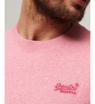Superdry Koszulka z bawełny organicznej z różowym logo Essential